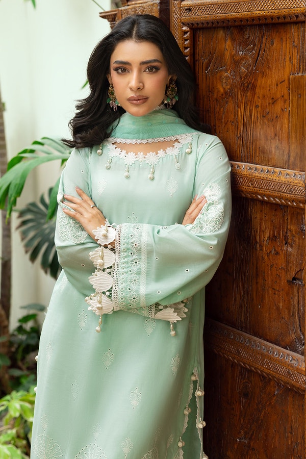 Share 3 Piece Unstitched Embroidered Lawn Suit with Lacquer Printed Cotton Net Dupatta SP-52052