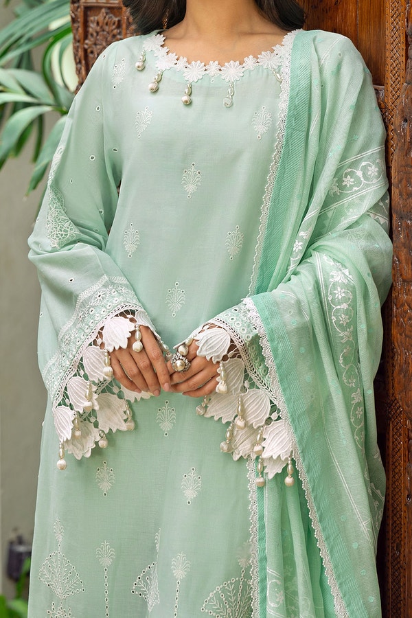  Share 3 Piece Unstitched Embroidered Lawn Suit with Lacquer Printed Cotton Net Dupatta SP-52052